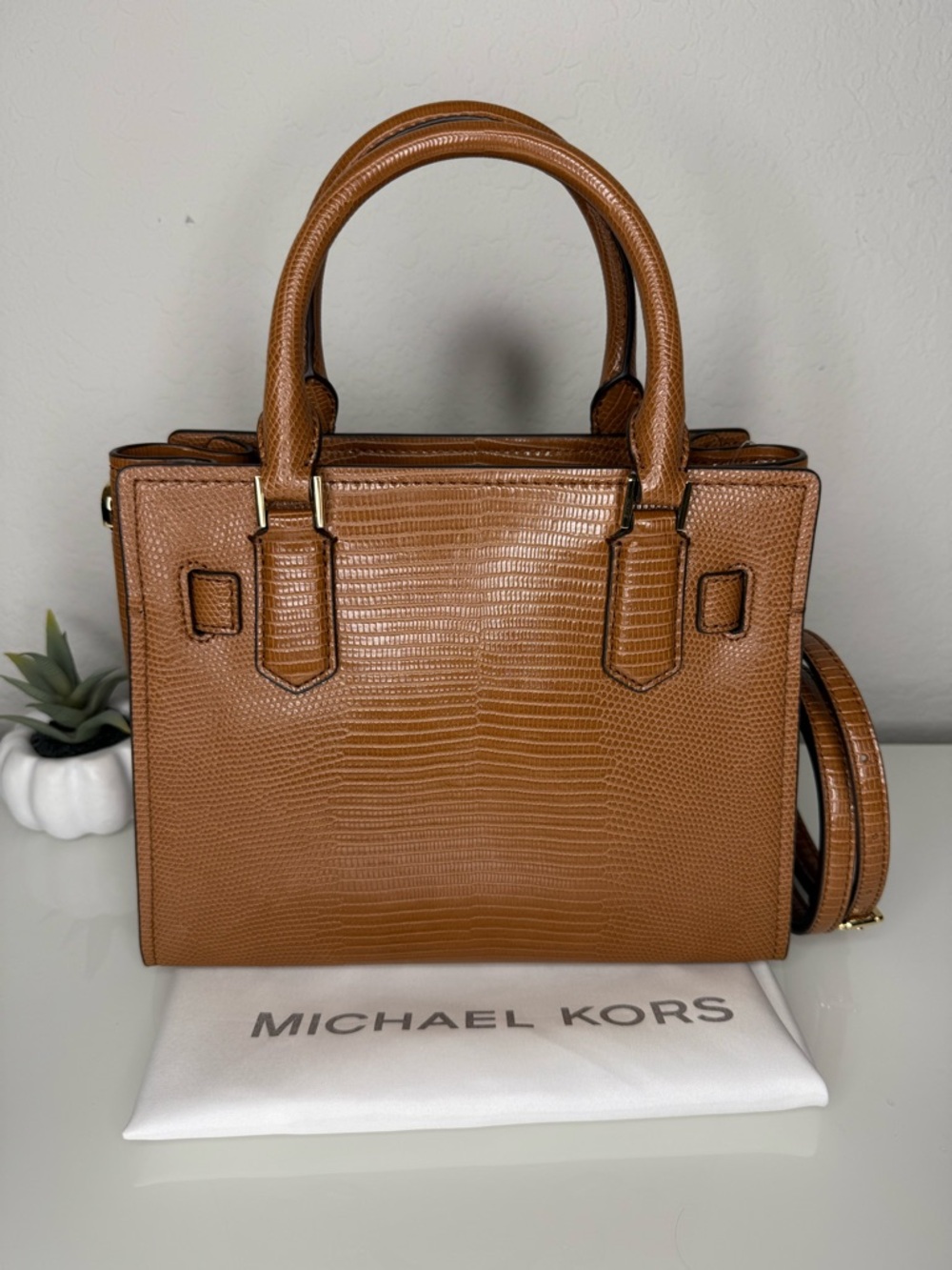 Michael Kors Small Hamilton Crocodile embossed leather Satchel Crossbody Luggage - Picture 6 of 10